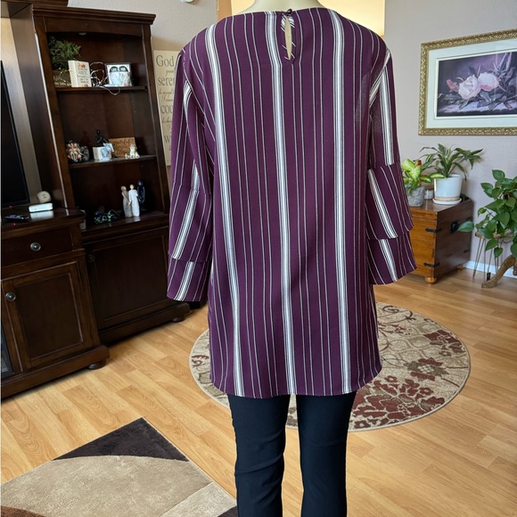 Apt 9 brownish/red, black & white 3/4 sleeves blouse-size L - Picture 2 of 9